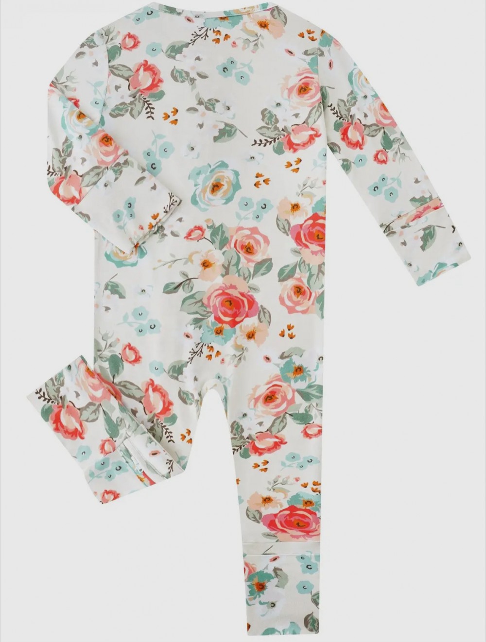 Retro Small Flowers Bamboo Zippy Romper