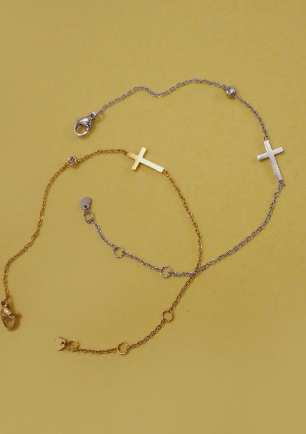 18K Stainless Steel Cross Bracelet - Gold