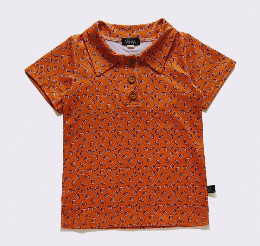 Orange Football Boy's Collar Shirt