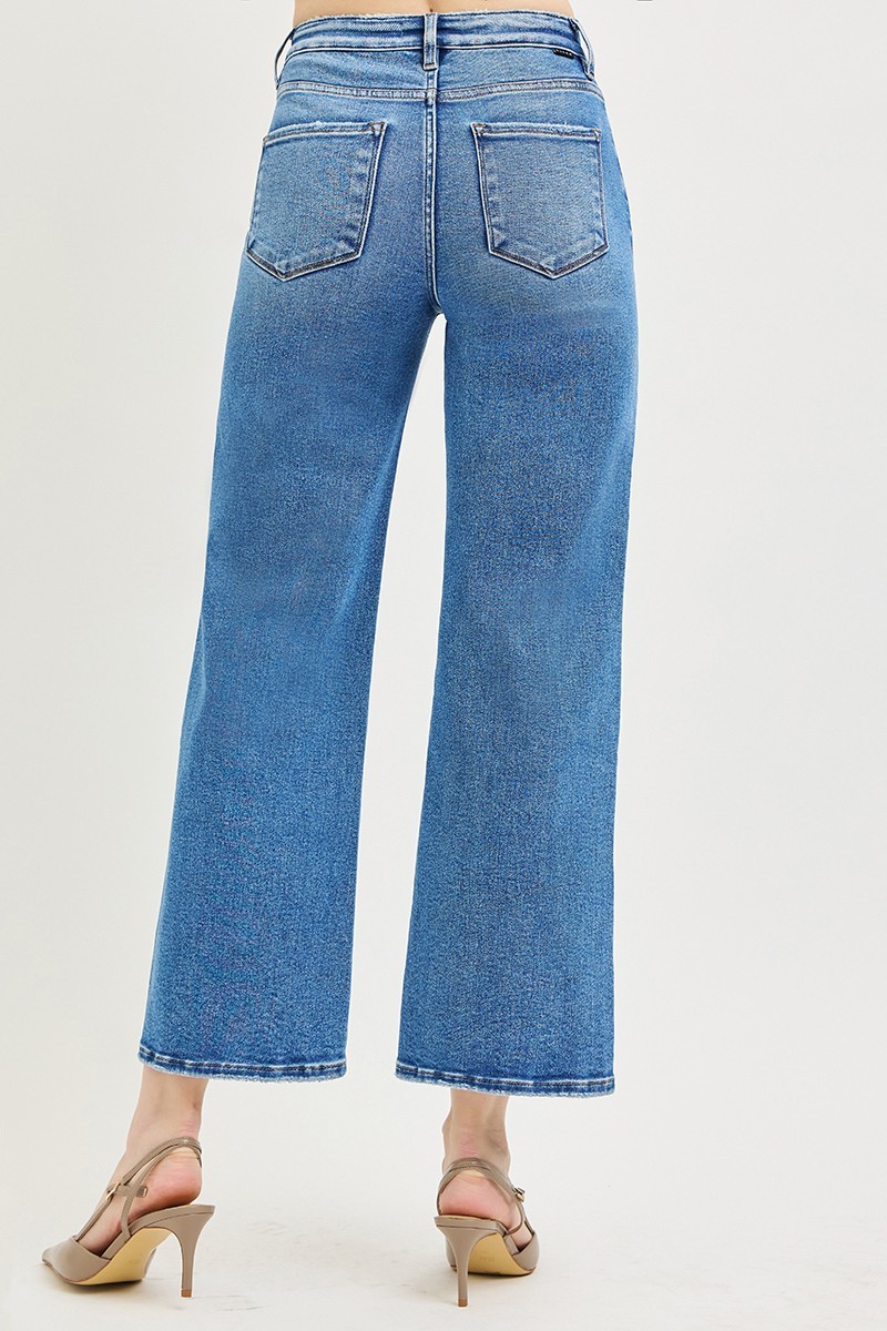 Risen Jeans Tummy Control High Rise Crop Wide Jeans