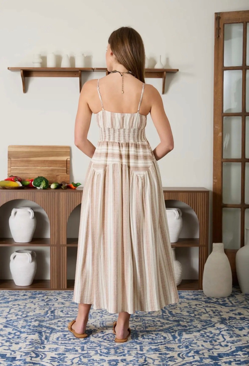 Multi-Pattern Spaghetti Strap Midi Dress