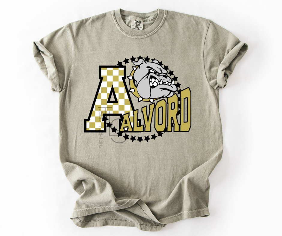 Alvord Checker Mascot Initial Sandstone T-Shirt