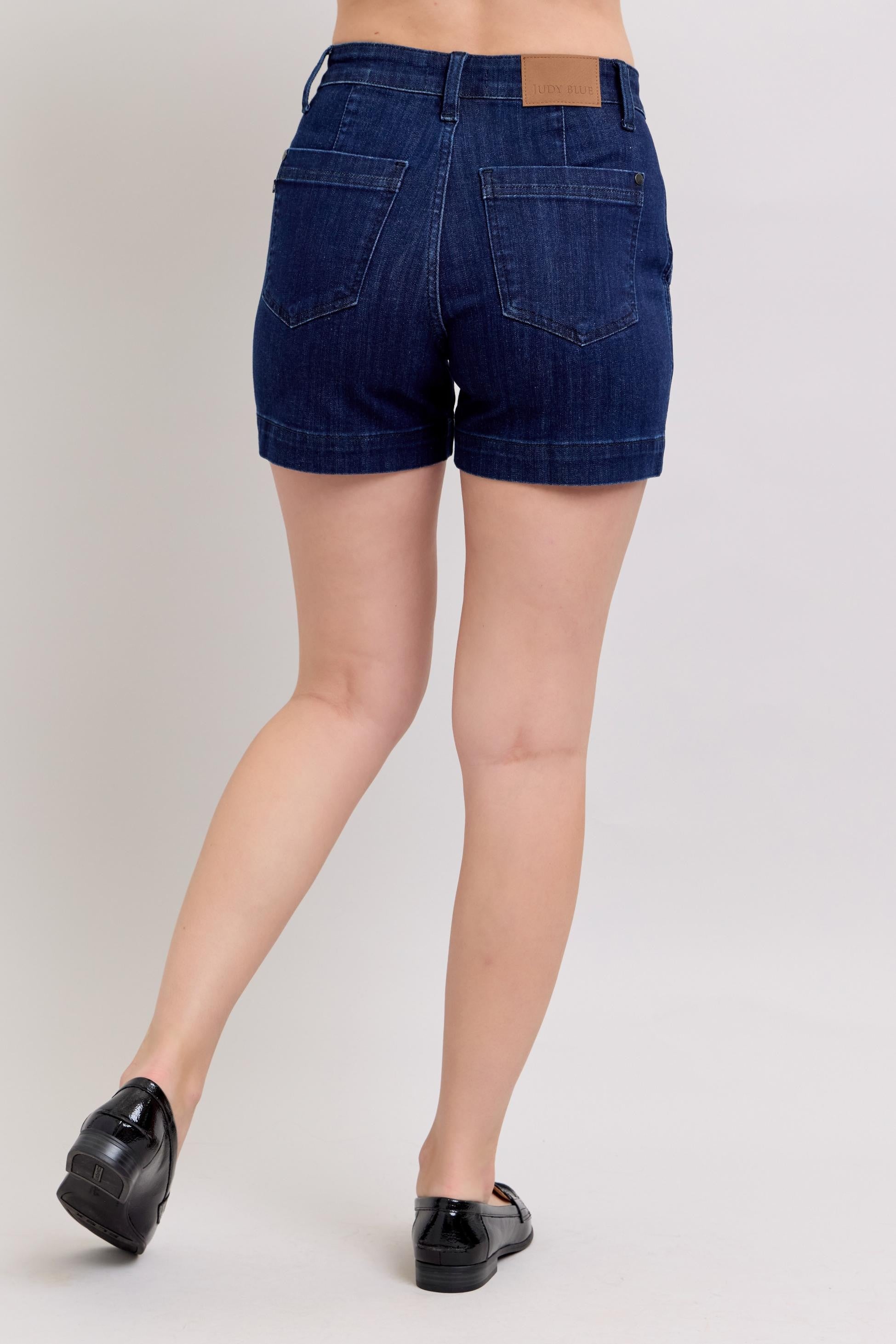 Dark Wash Denim Trouser Shorts