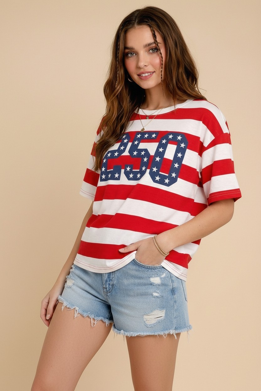 Oversized USA 250th Anniversary Patch T-shirt