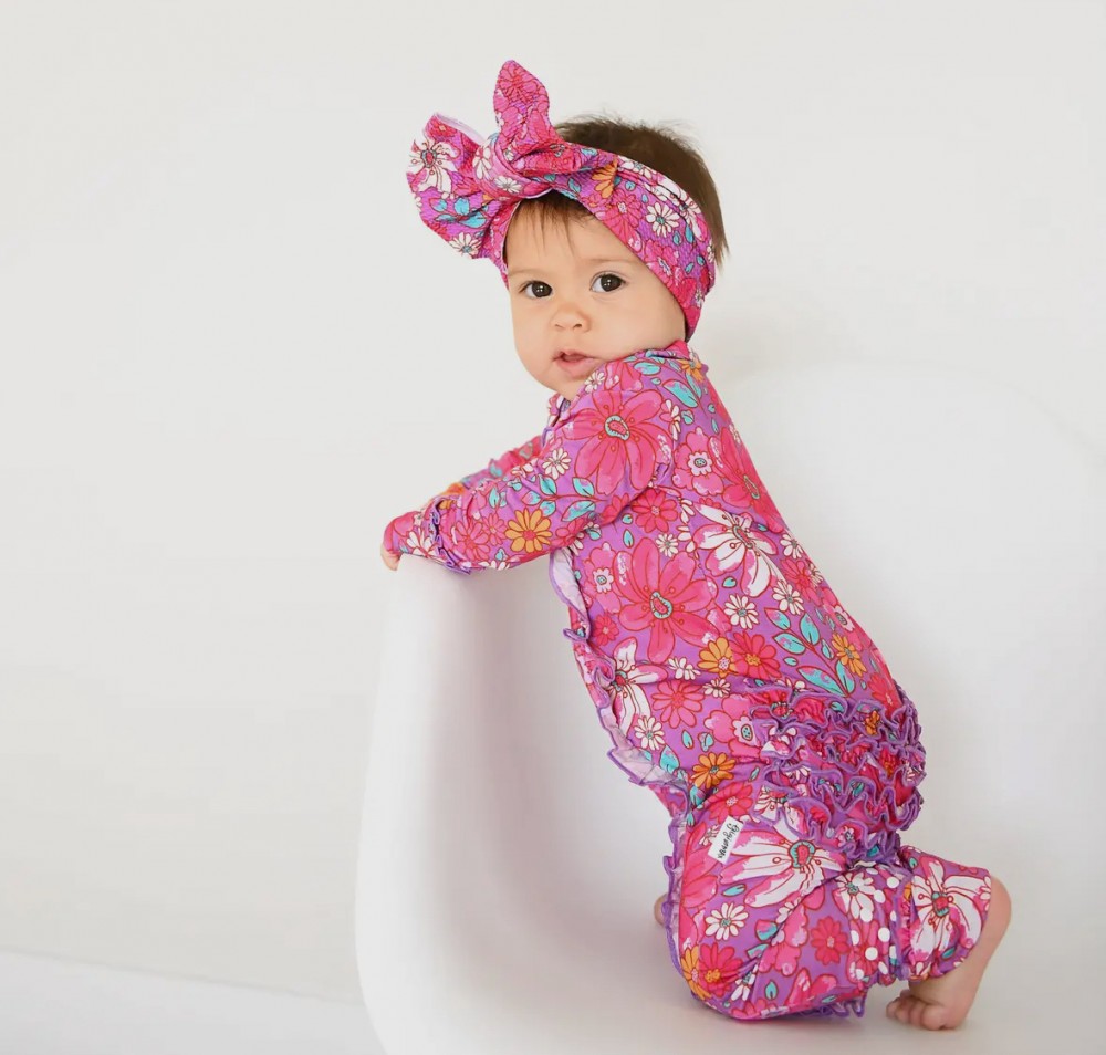 Posie Floral Ruffle Bamboo Sleeper