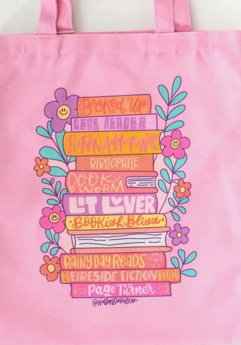 Book stack tote bag