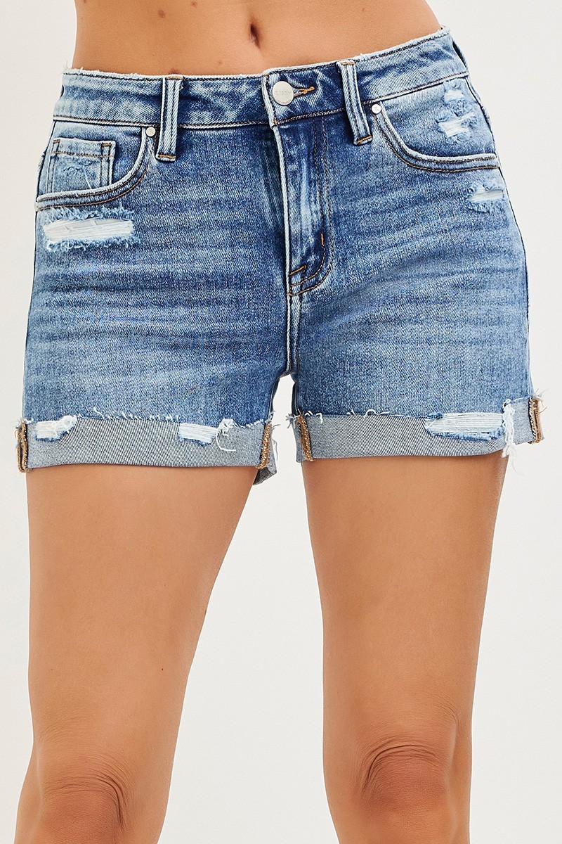 Risen Jeans Mid Rise Cuffed Shorts