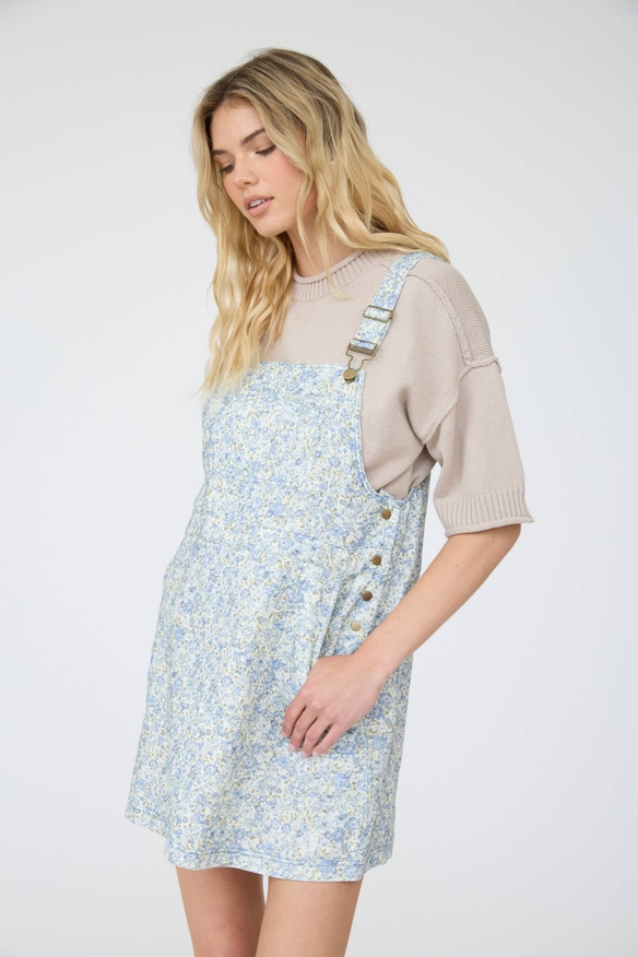 Floral Print Overall Mini Dress