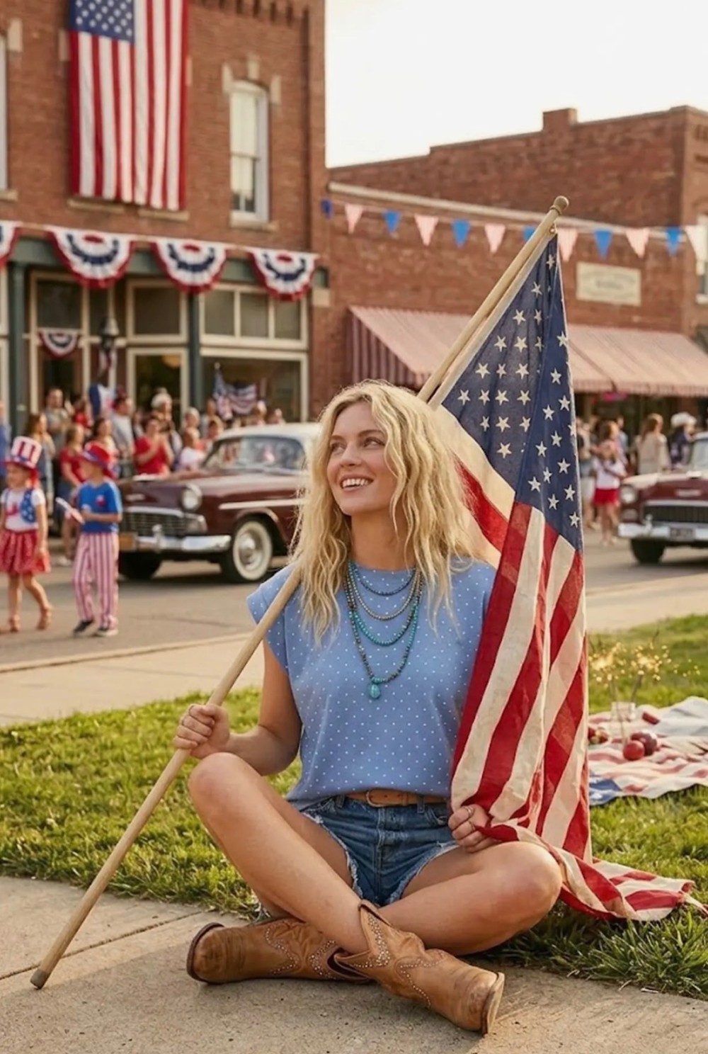 Scuba Polka Dot Relaxed Top - Blue