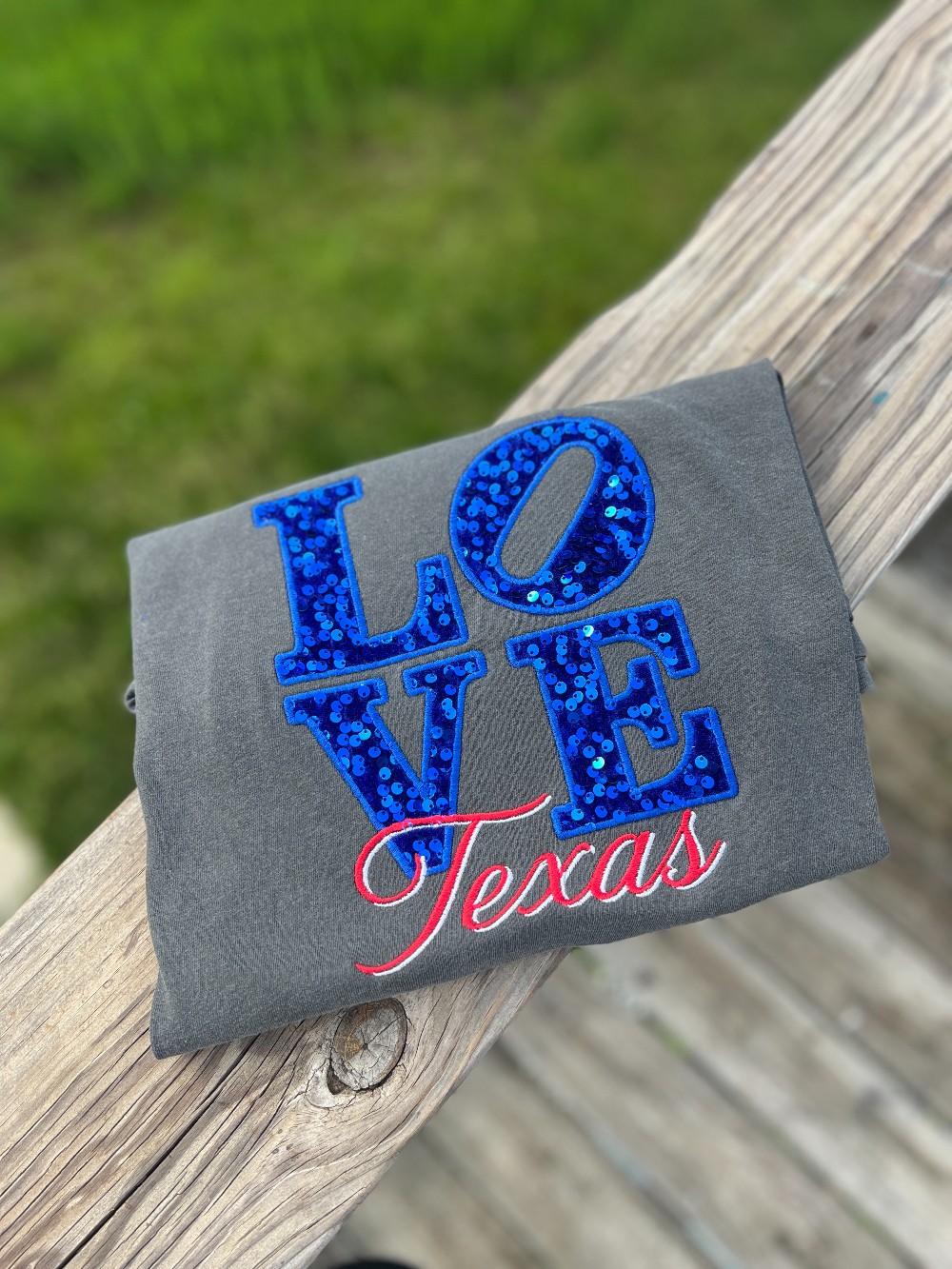 Love Texas Sequin Embroidered T Shirt