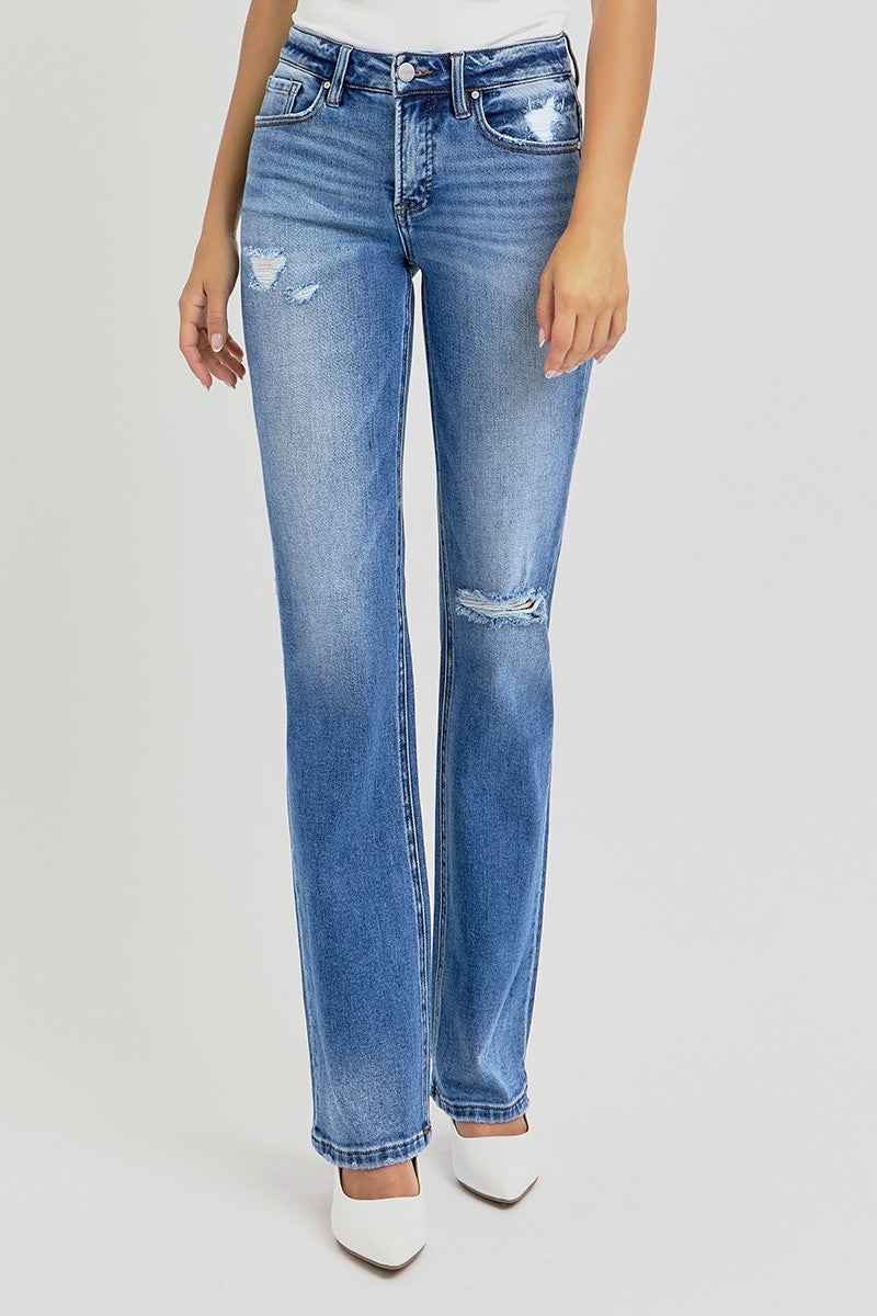 High Rise Ankle Straight Jeans