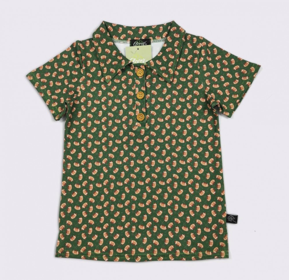 Green Football Boy's Collar Shirt