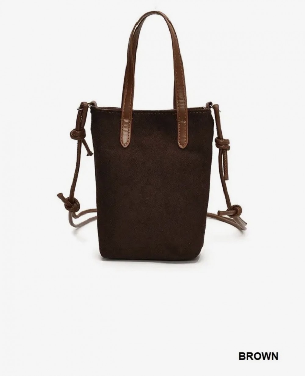 Brown Mini Bucket Tote Bag