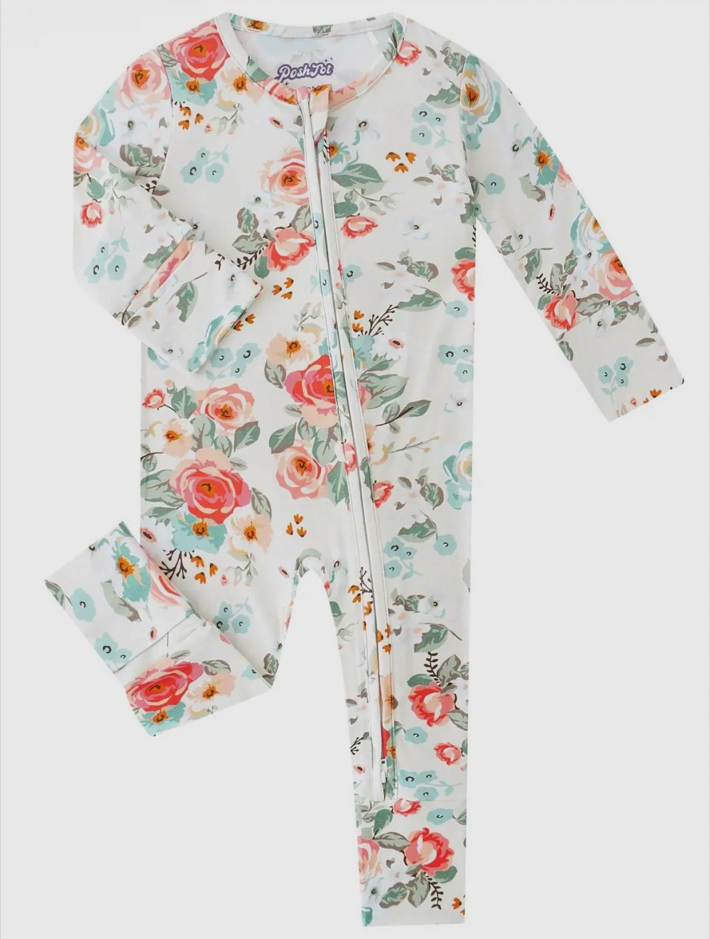 Retro Small Flowers Bamboo Zippy Romper