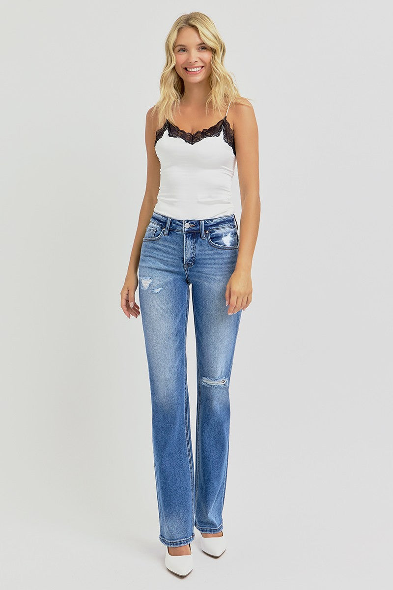 High Rise Ankle Straight Jeans