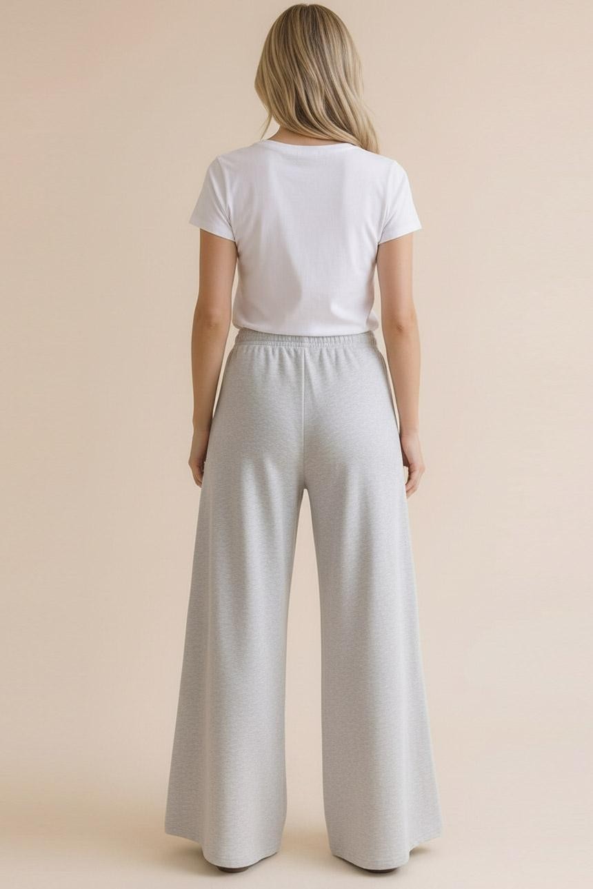French Terry Lace Color Block Wide Pants