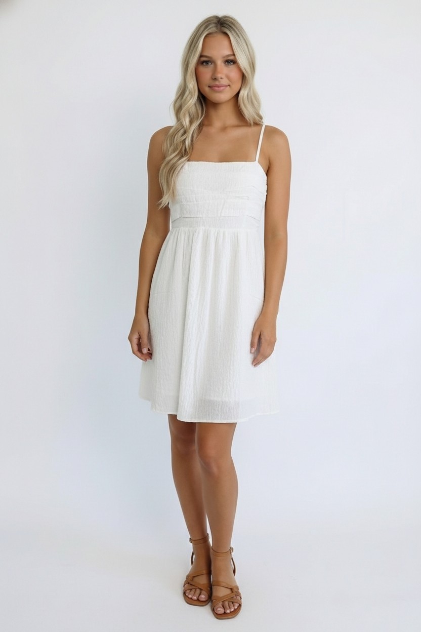 Smocked Back Babydoll Spaghetti Strap Dress