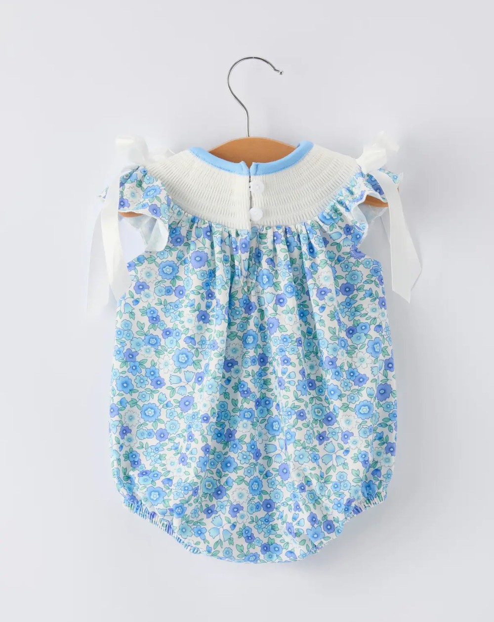 I Love Mama Blue Floral Baby Romper