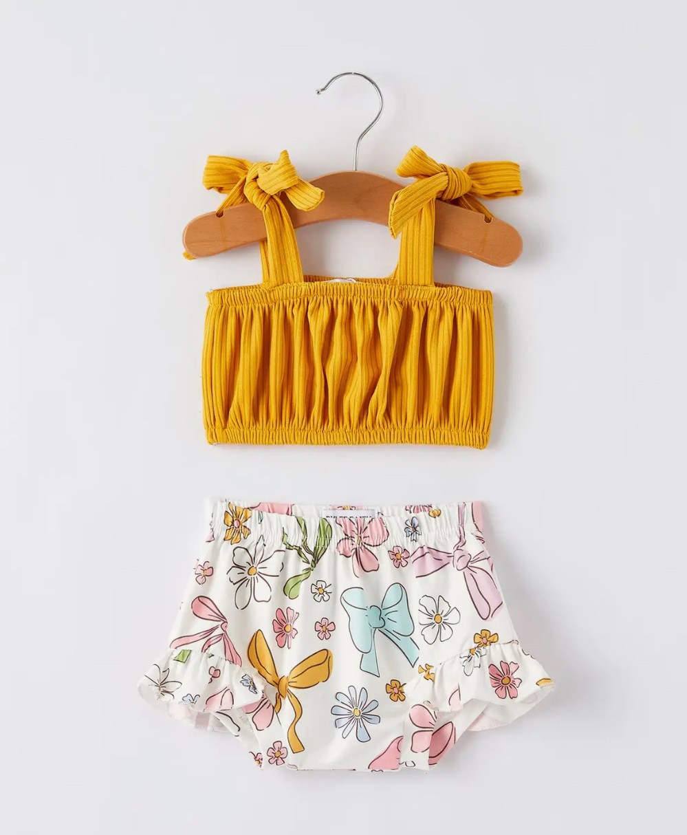 Colorful Bow Florals Bloomers Set