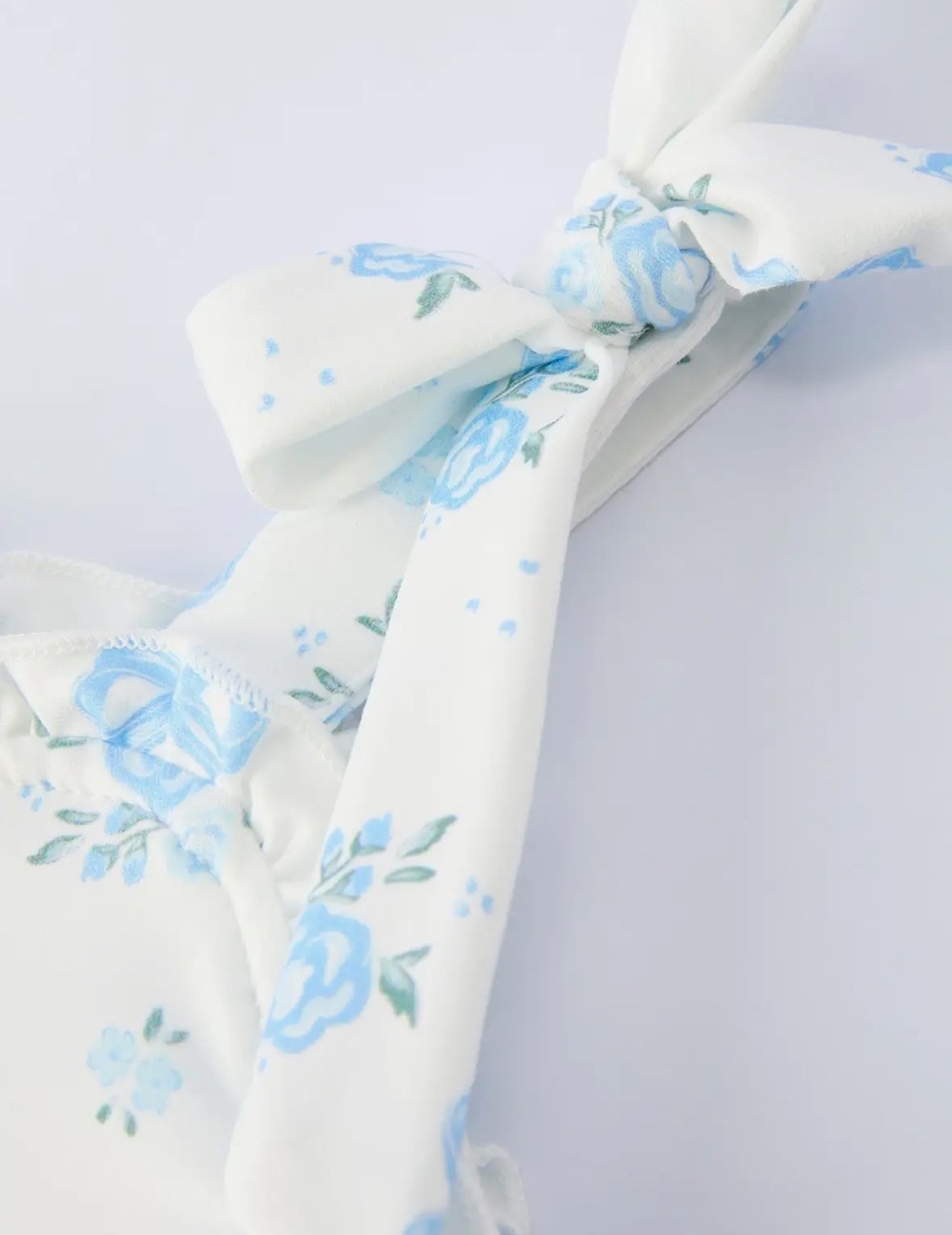 Blue Floral Bow Strap Dress