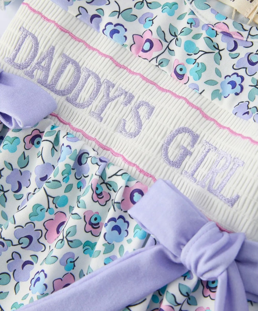 Daddy's Girl Smocked Baby Romper