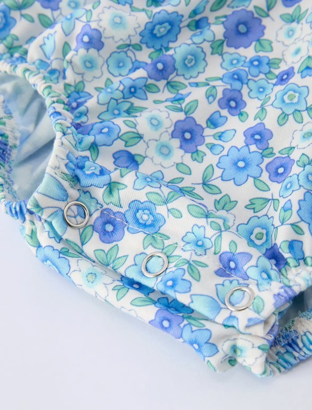 I Love Mama Blue Floral Baby Romper