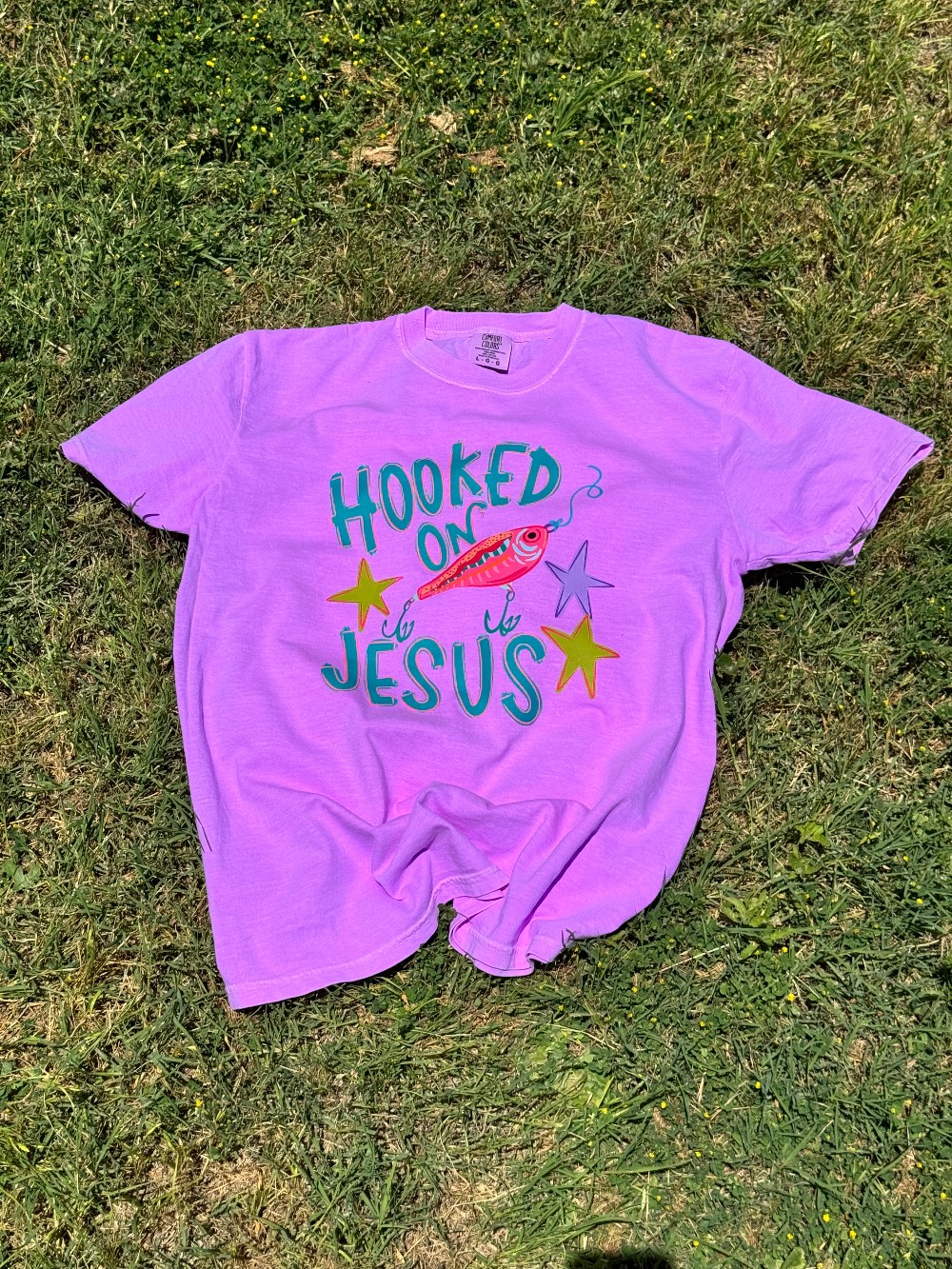 Hooked On Jesus Neon Violet