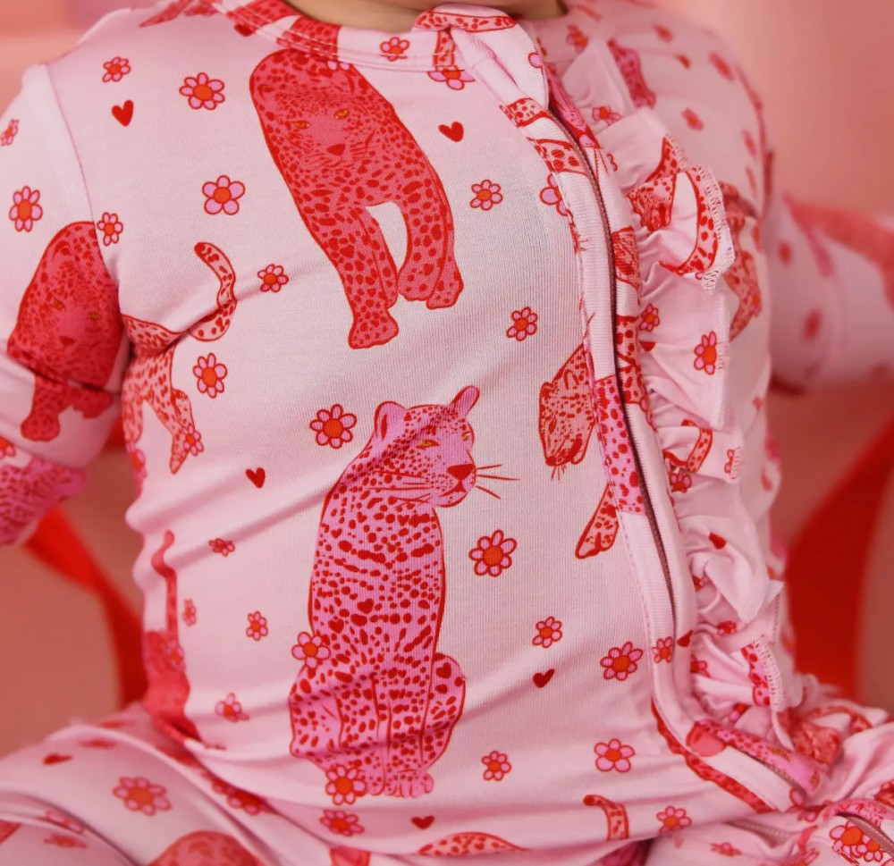 Pink Leopard Ruffle Bamboo Sleeper