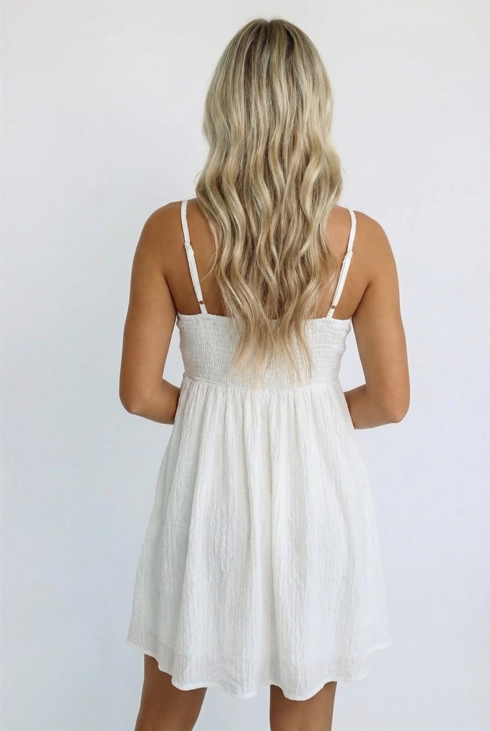 Smocked Back Babydoll Spaghetti Strap Dress