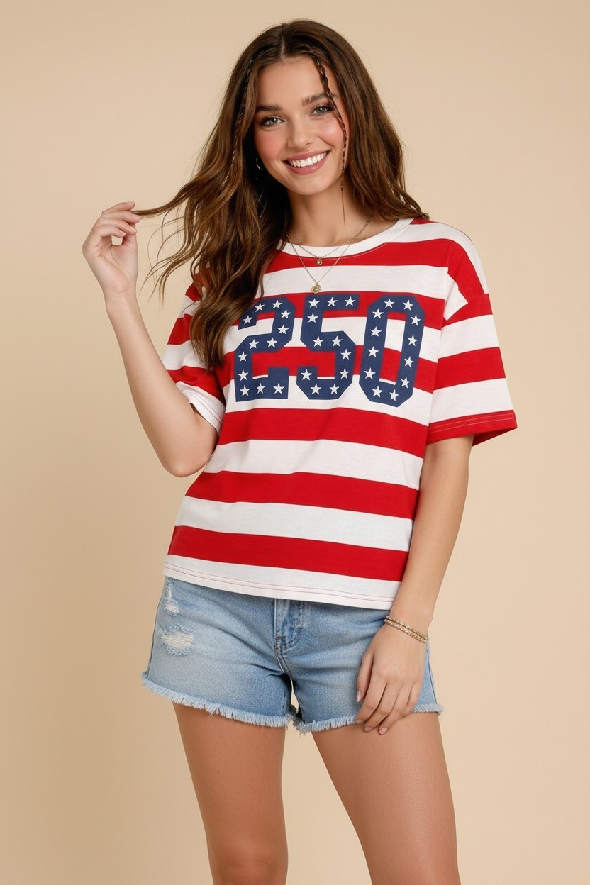 Oversized USA 250th Anniversary Patch T-shirt