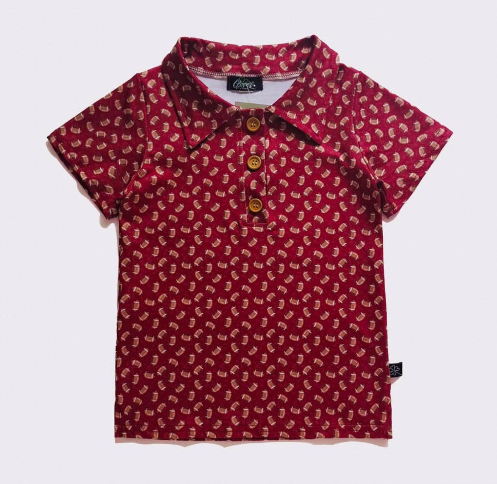 Maroon Football Boy's Collar Shirt