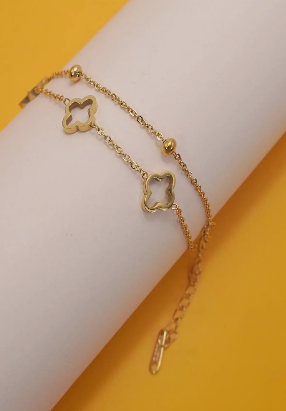 18K Stainless Steel Steel Tarnish Free Clover Bracelet