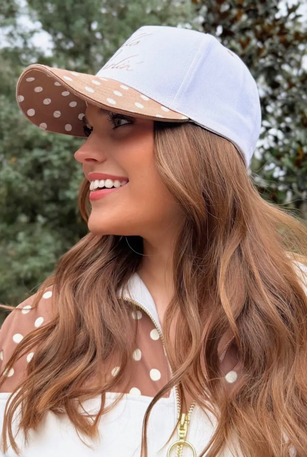Hello Darlin' Polka Dot Tan Hat