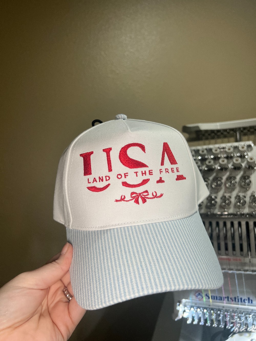 Striped Land of The Free Structured Embroidered Hat