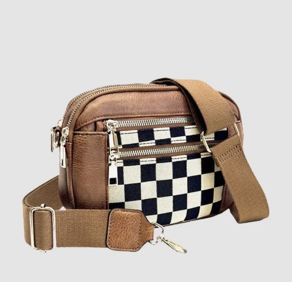 Purse caramel checkered board