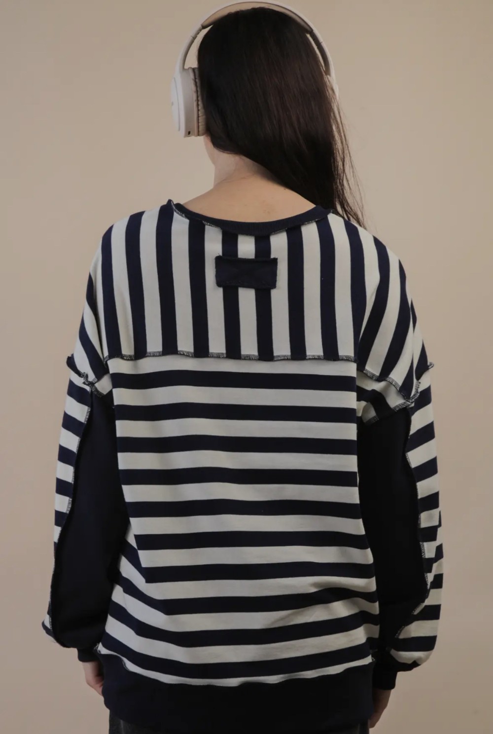 Oversized Striped Half Button Down Casual Knit Top