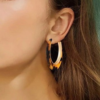 Tortoise Shell Hoop Earrings Set