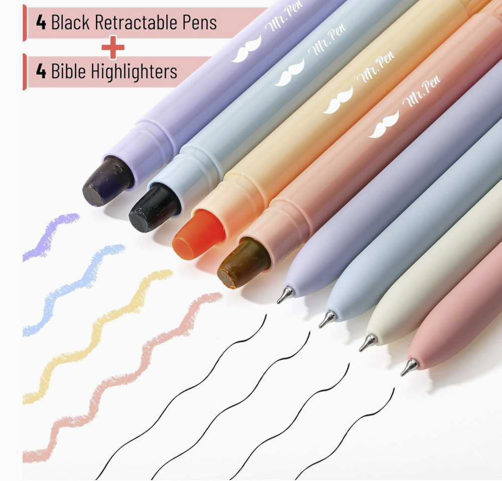 Pastel Gel Highlighters & Pens for Bible Journaling (8 CT)