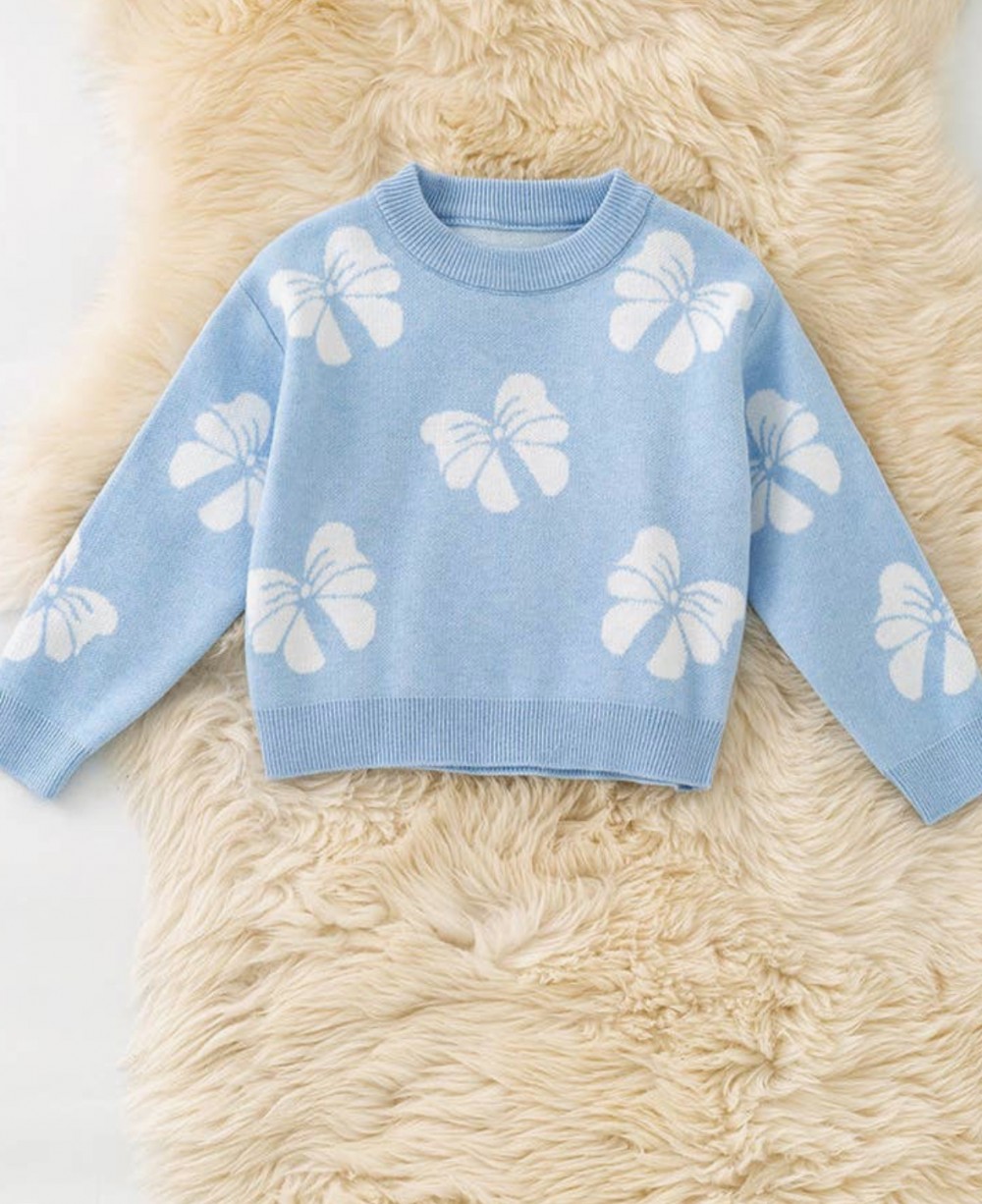 Light Blue Bow Knit Sweater