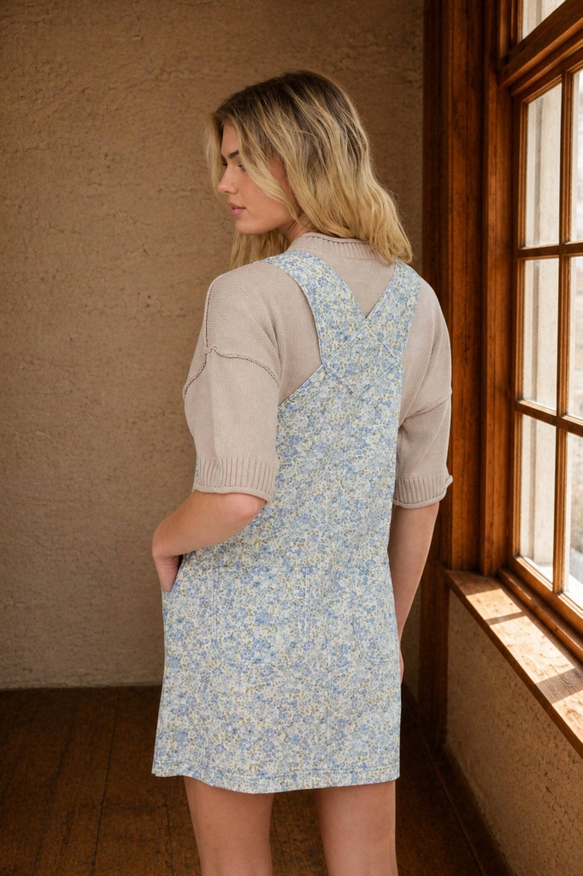 Floral Print Overall Mini Dress