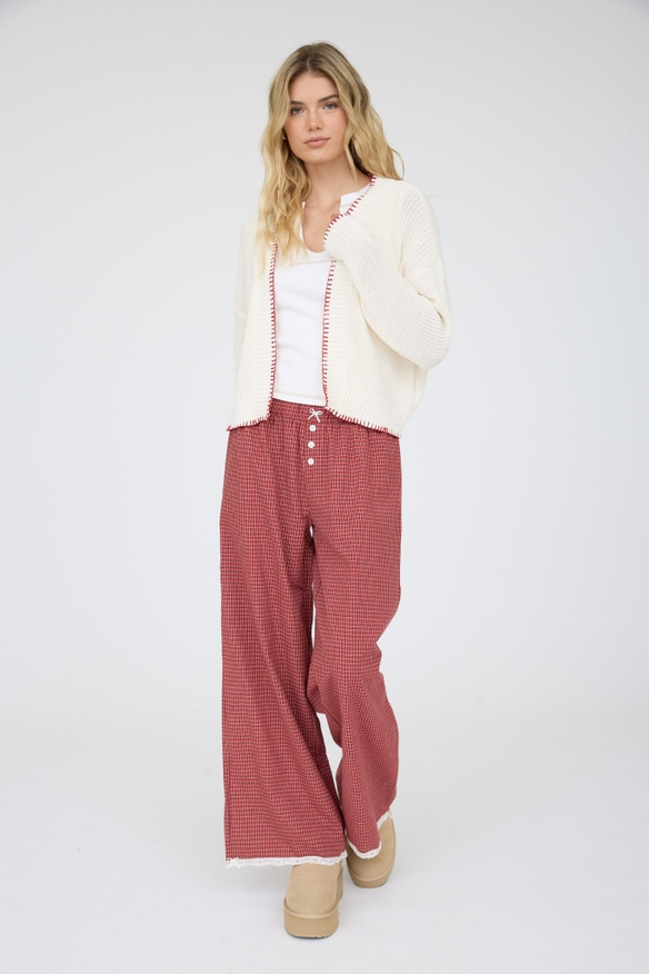 American Flag Contrast Stitch Knit Cardigan