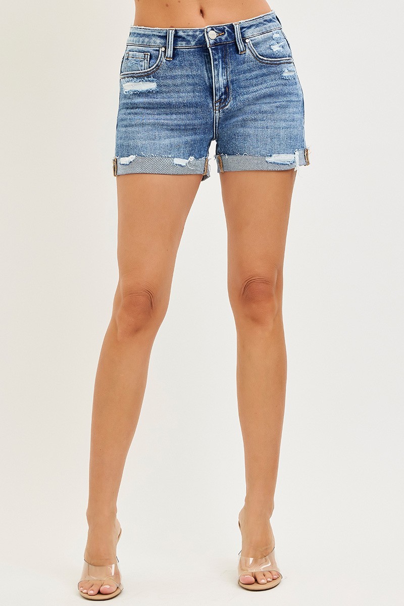 Risen Jeans Mid Rise Cuffed Shorts