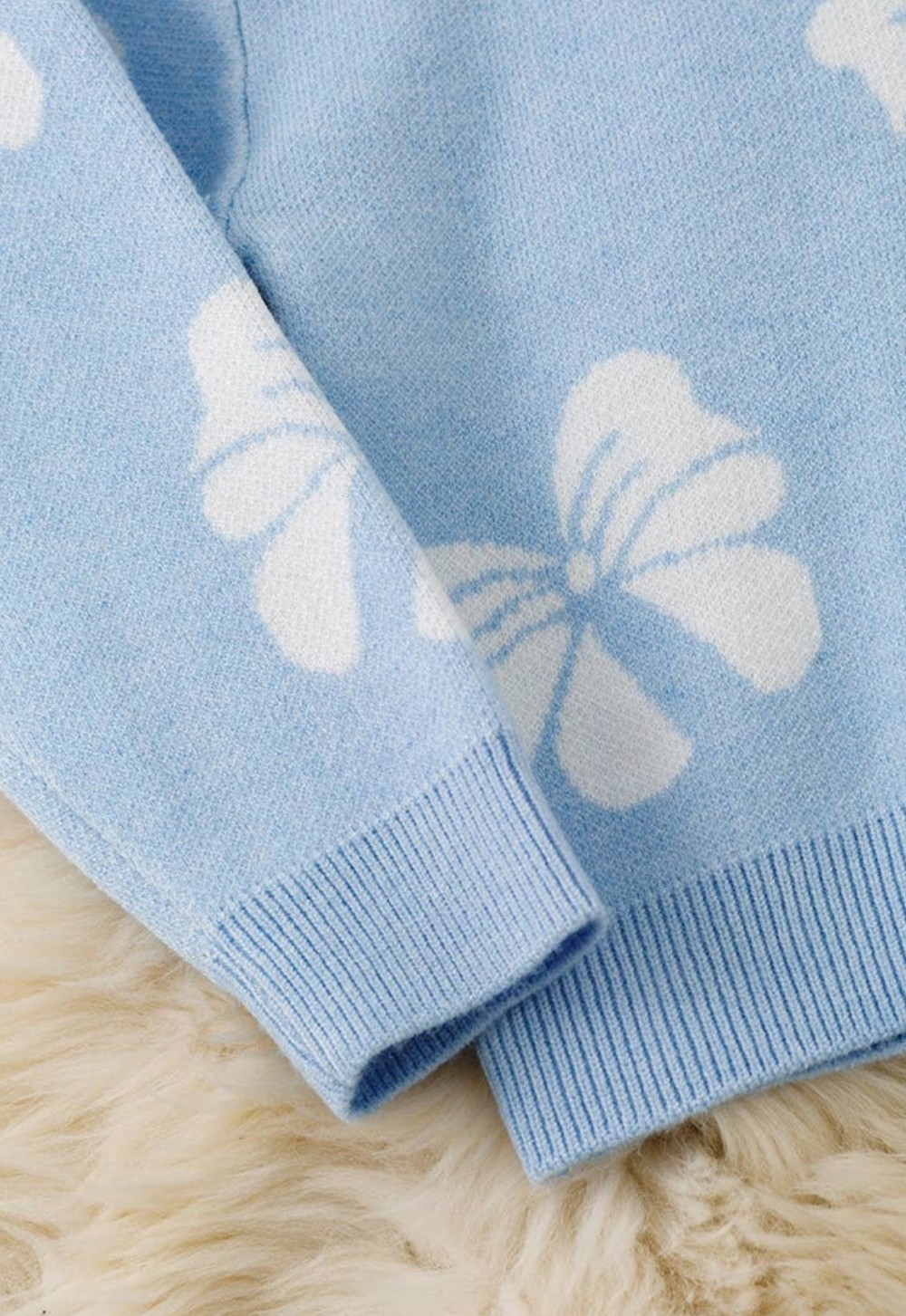 Light Blue Bow Knit Sweater
