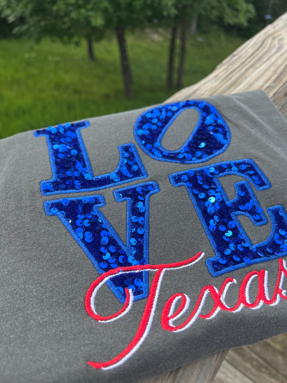 Love Texas Sequin Embroidered T Shirt