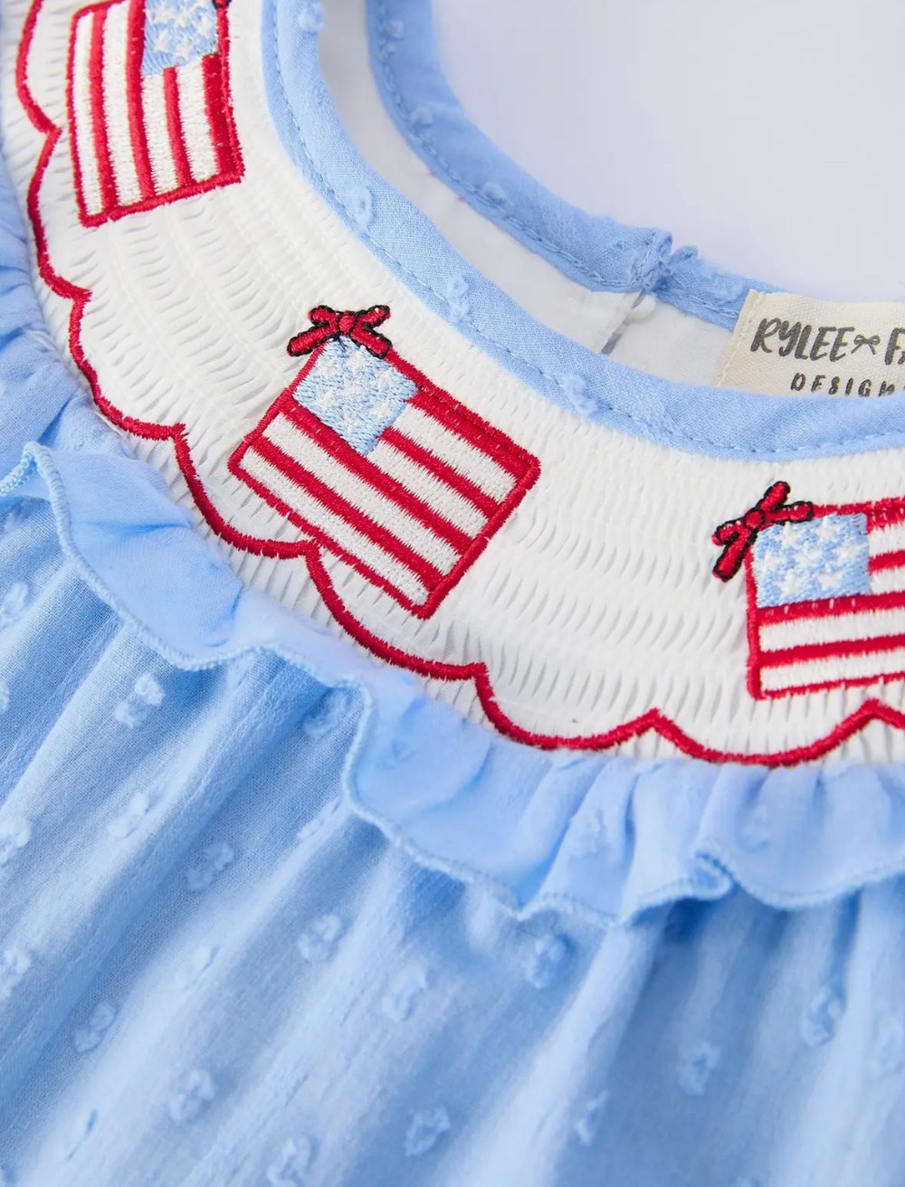 American Flag Embroidered Ruffle Collar Bloomer Set