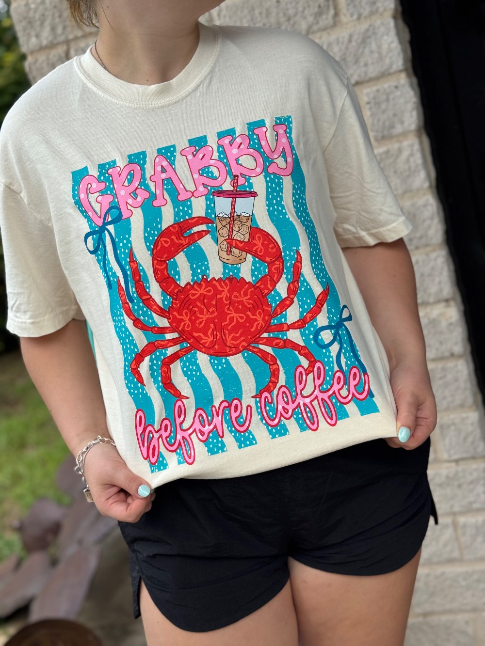 Crabby Without Coffee Ivory CC T-shirt
