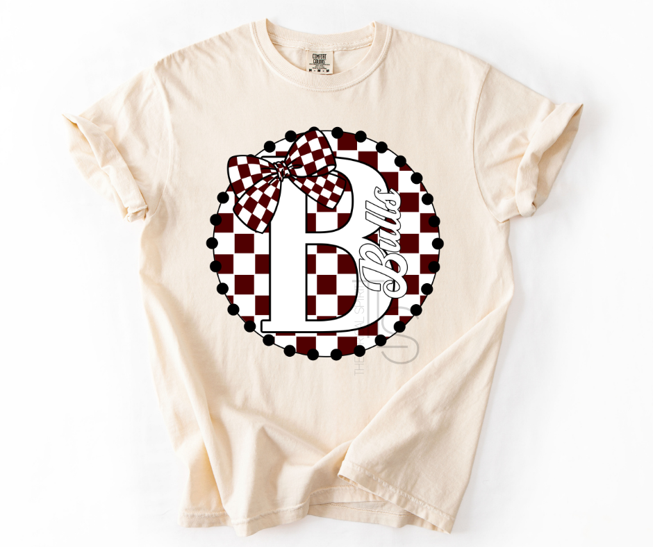 Bulls Marroon Checkered Circle Exclusive Ivory CC T-Shirt