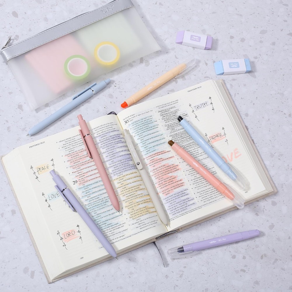 Pastel Gel Highlighters & Pens for Bible Journaling (8 CT)