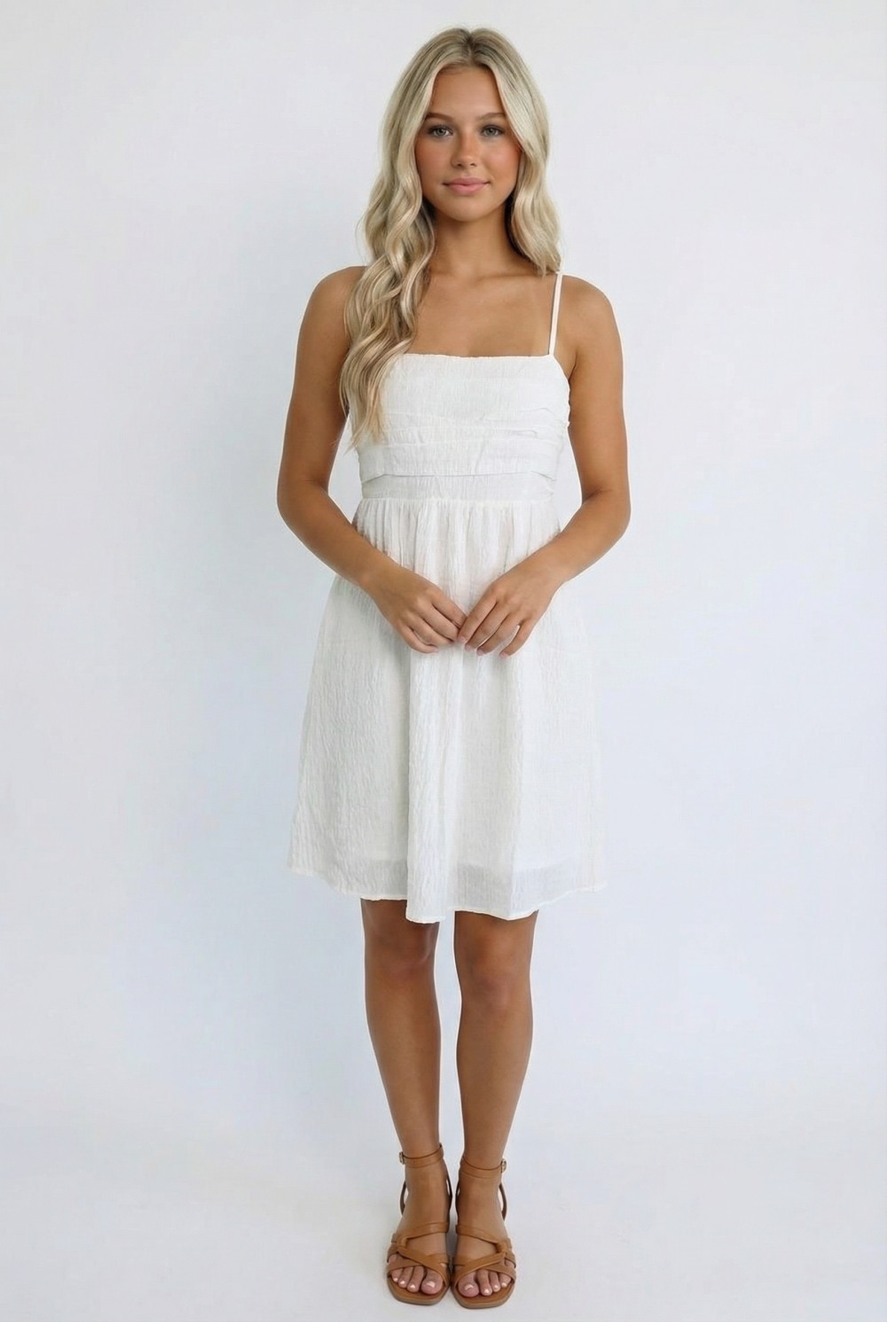 Smocked Back Babydoll Spaghetti Strap Dress