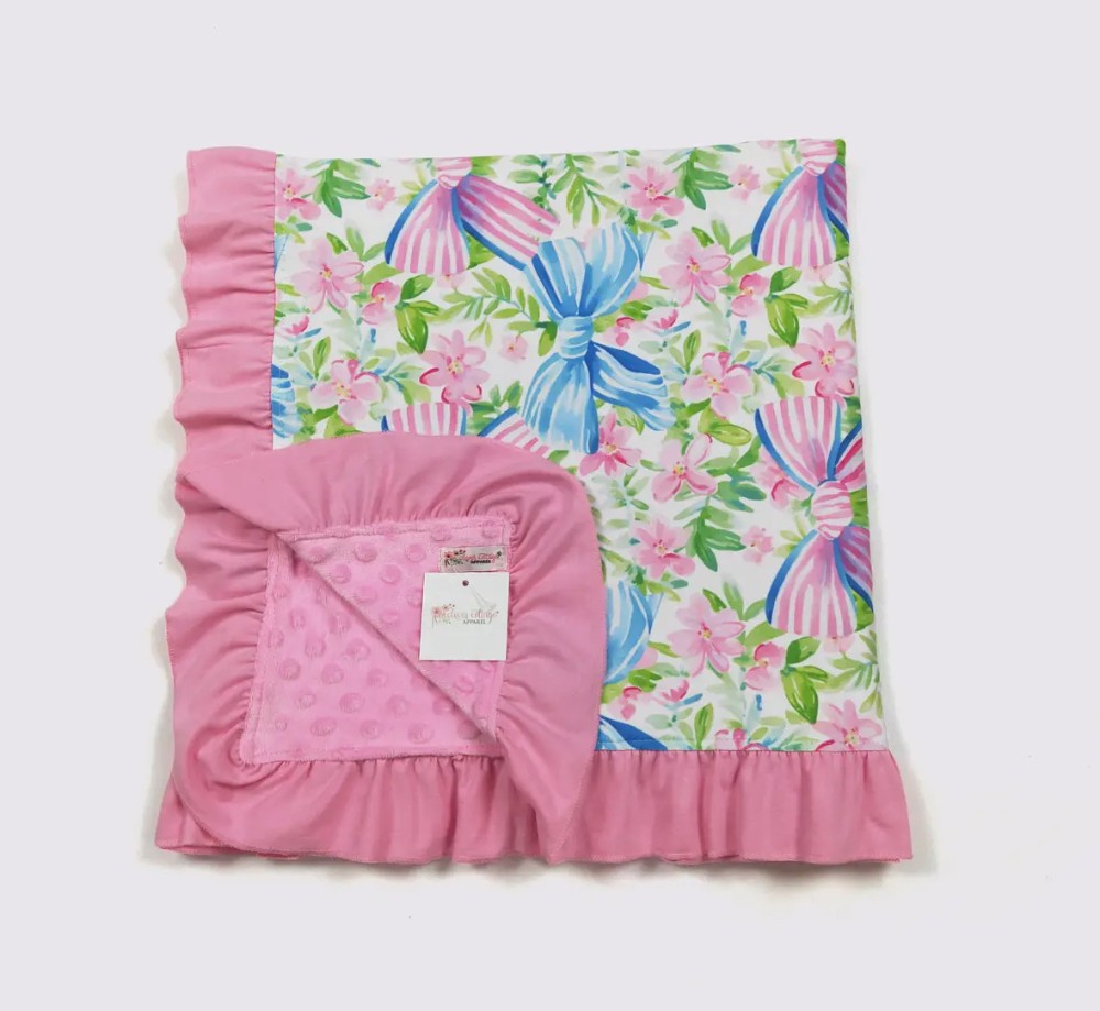 Sweet Spring Floral Bows Baby Blanket